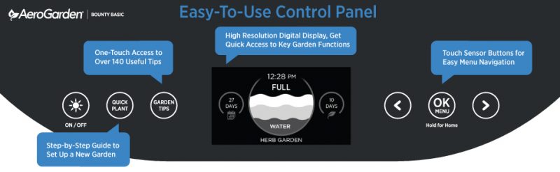 Aerogarden Bounty display panel